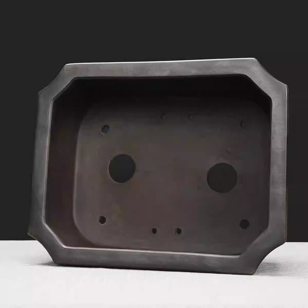 Rectangular Purple Clay Bonsai Pot with Chamfered Corners - Handmade Garden Planter