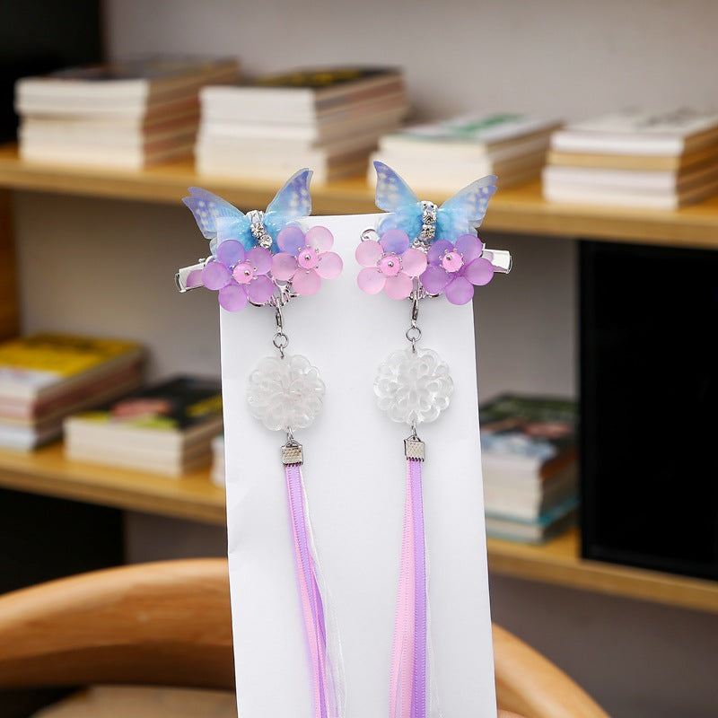 Vintage Flower Butterfly Hairpin for Girls - Antique Tassel Hair Accessories