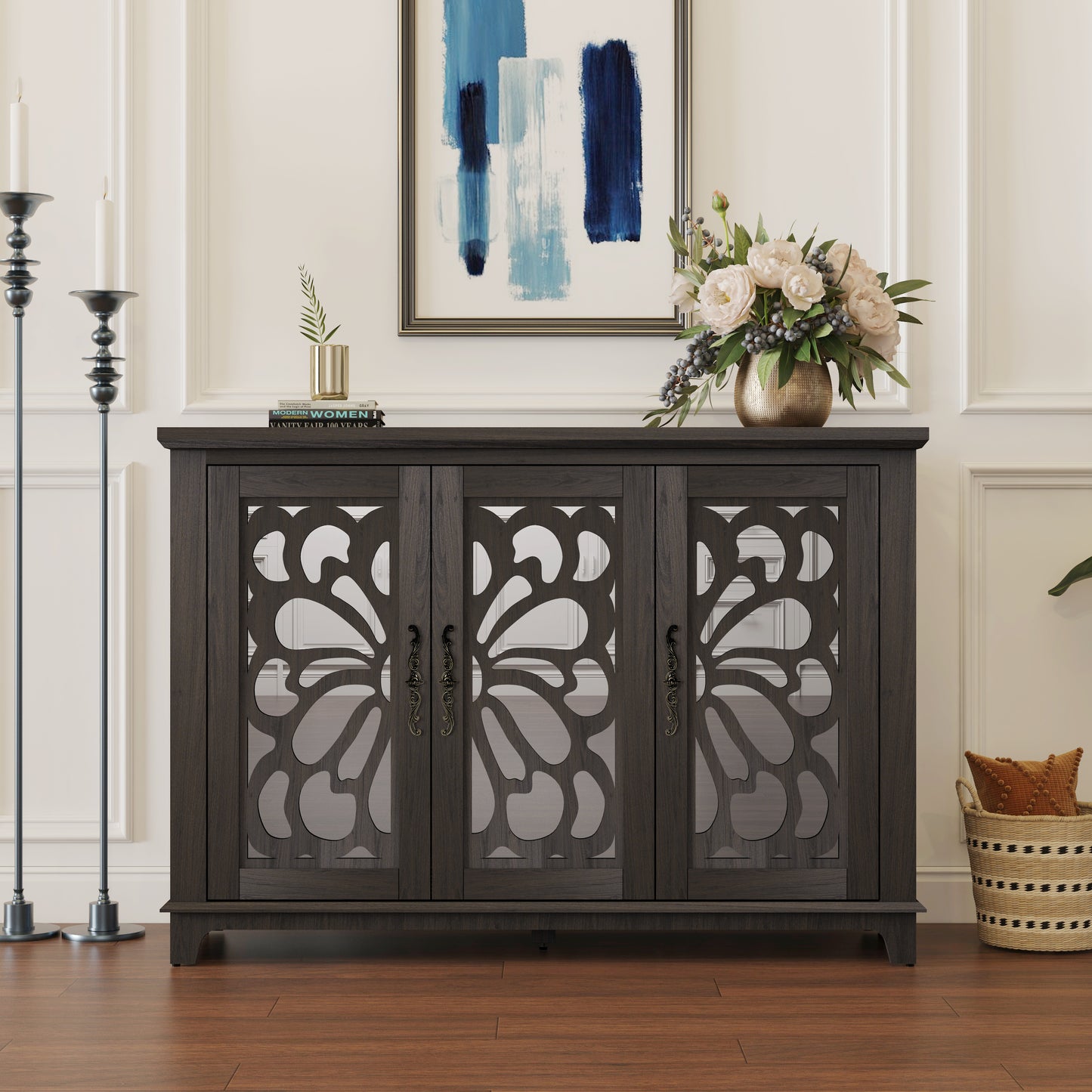 49.33 X 15.55 Spacious Size Countertop Sideboard With 3 Mirrored