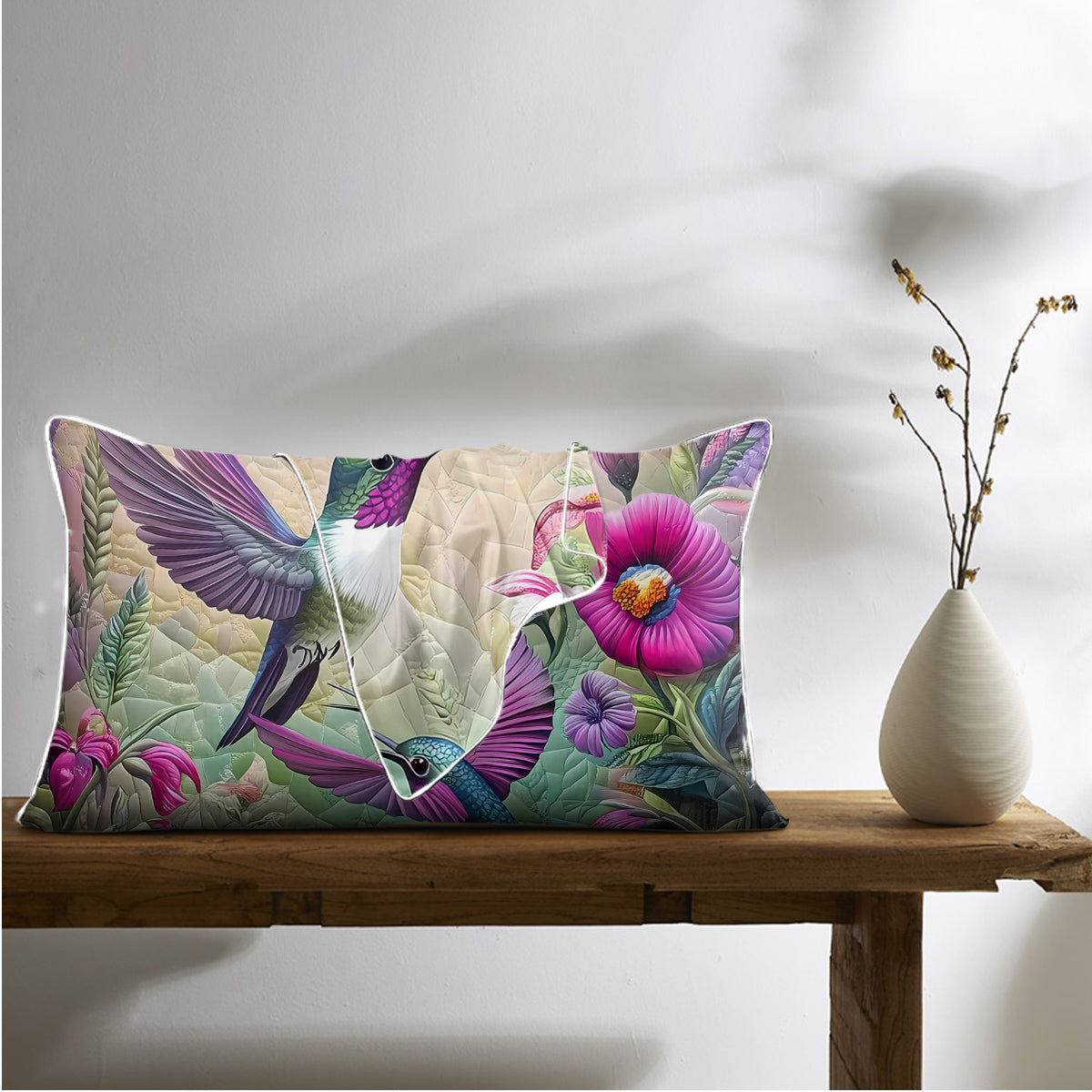 Tropical Hummingbird Satin Pillowcases - Soft & Skin-Friendly
