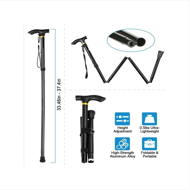 Adjustable Folding Cane for Hiking - Lightweight & Portable
