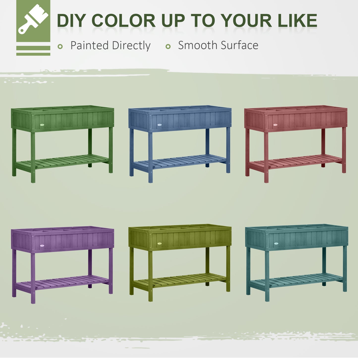 Wooden Raised Garden Bed with 8 Planter Boxes and Open Shelf - Dark Gray