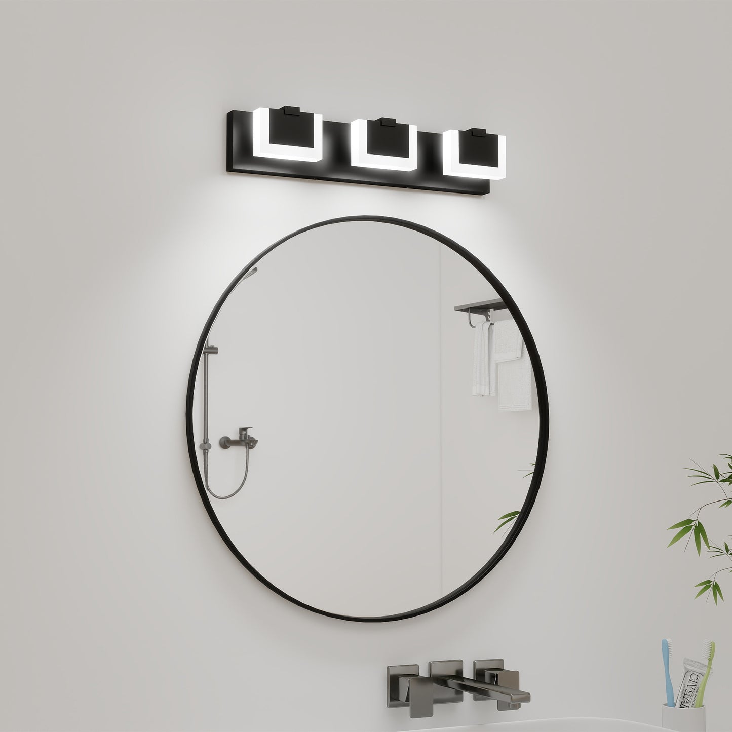 Modern Black LED Vanity Light Fixture - Up & Down Bathroom Lighting
