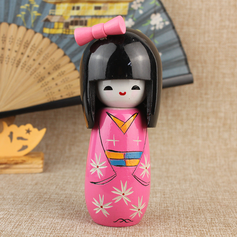 Japanese-Style Kimono Doll for Sushi Restaurant Decor - Handmade Wooden Figurine
