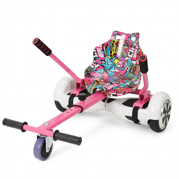 Hoverboard Go-Kart Seat Attachment - Adjustable Frame, Pink