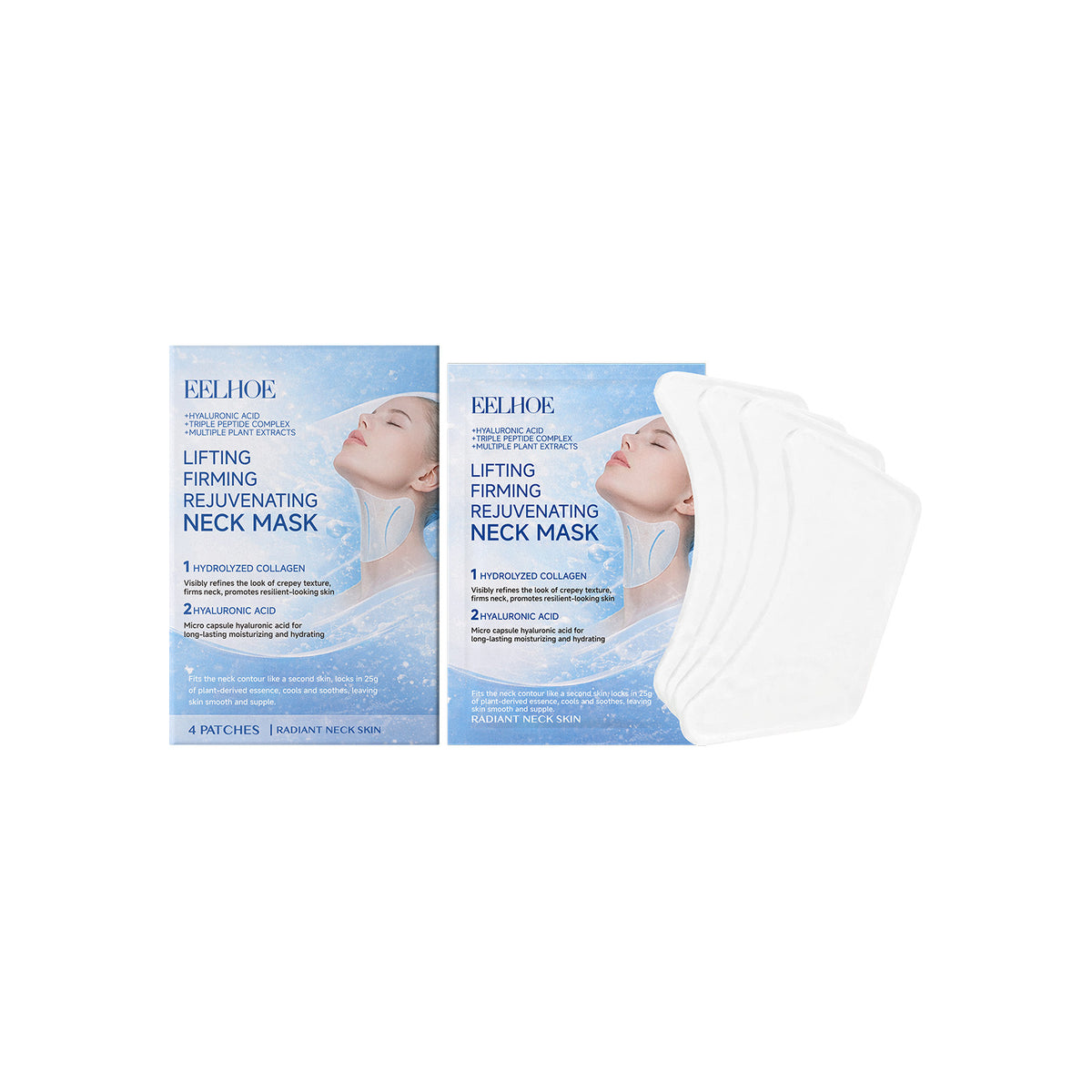 Hydrating Collagen Neck Mask - 4 Patches for Skin Rejuvenation