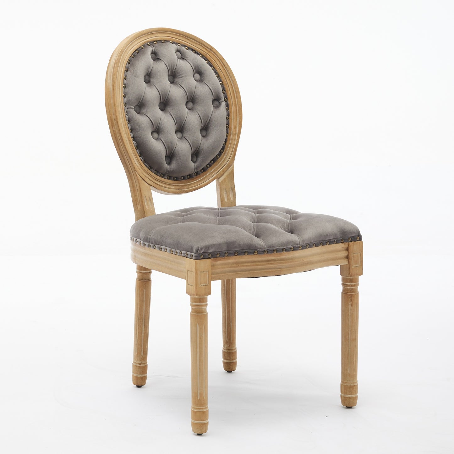 French Style Velvet Dining Chairs Set of 2 - Gray