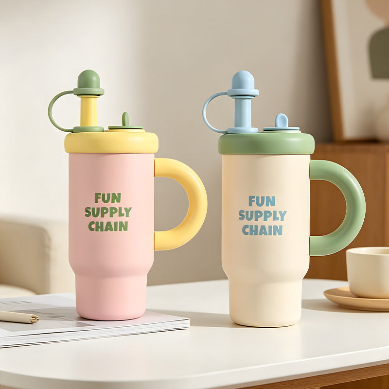 Large Capacity Insulated Mug with Handle - 900ml, Stainless Steel, Portable