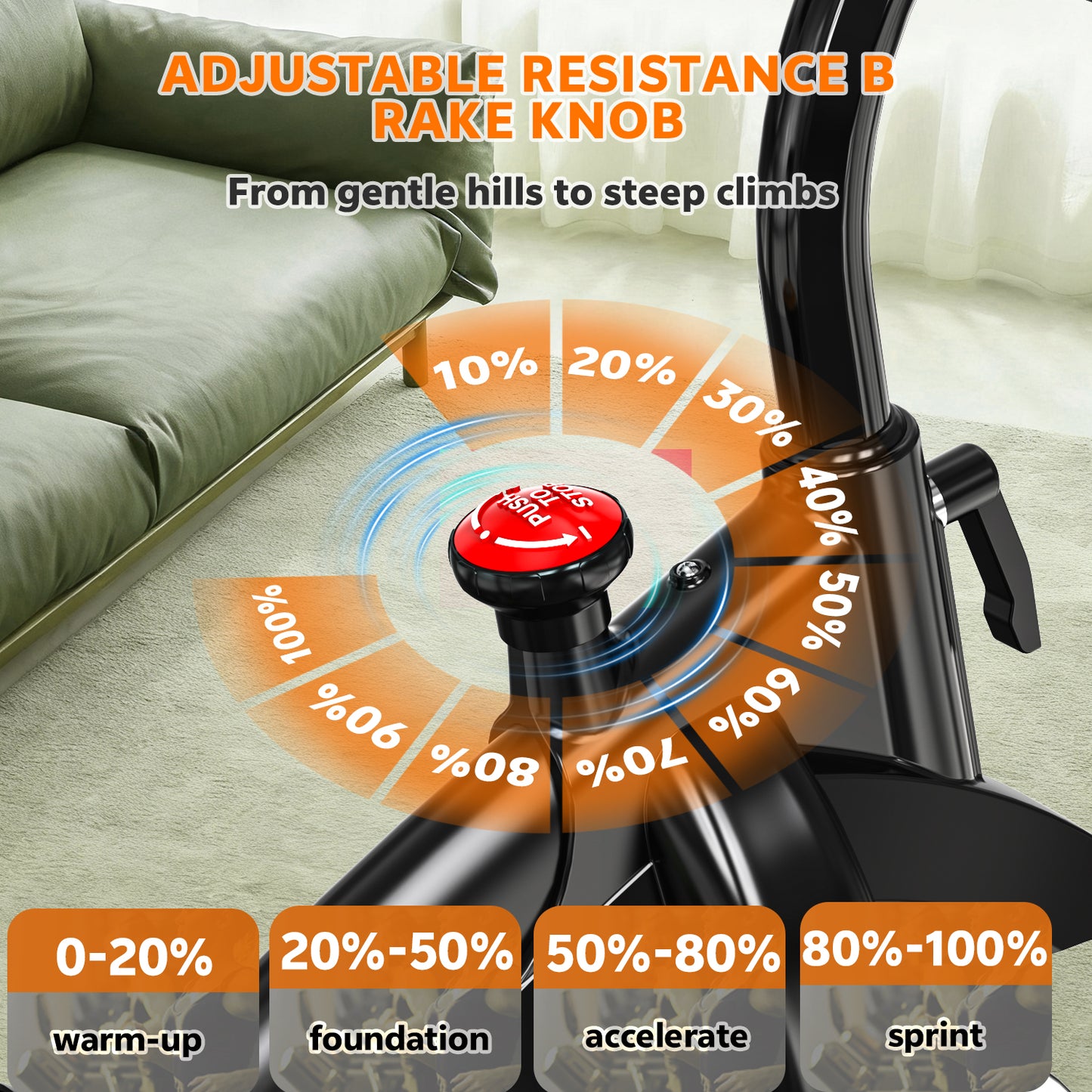 Adjustable Magnetic Resistance Exercise Bike with Tablet Mount