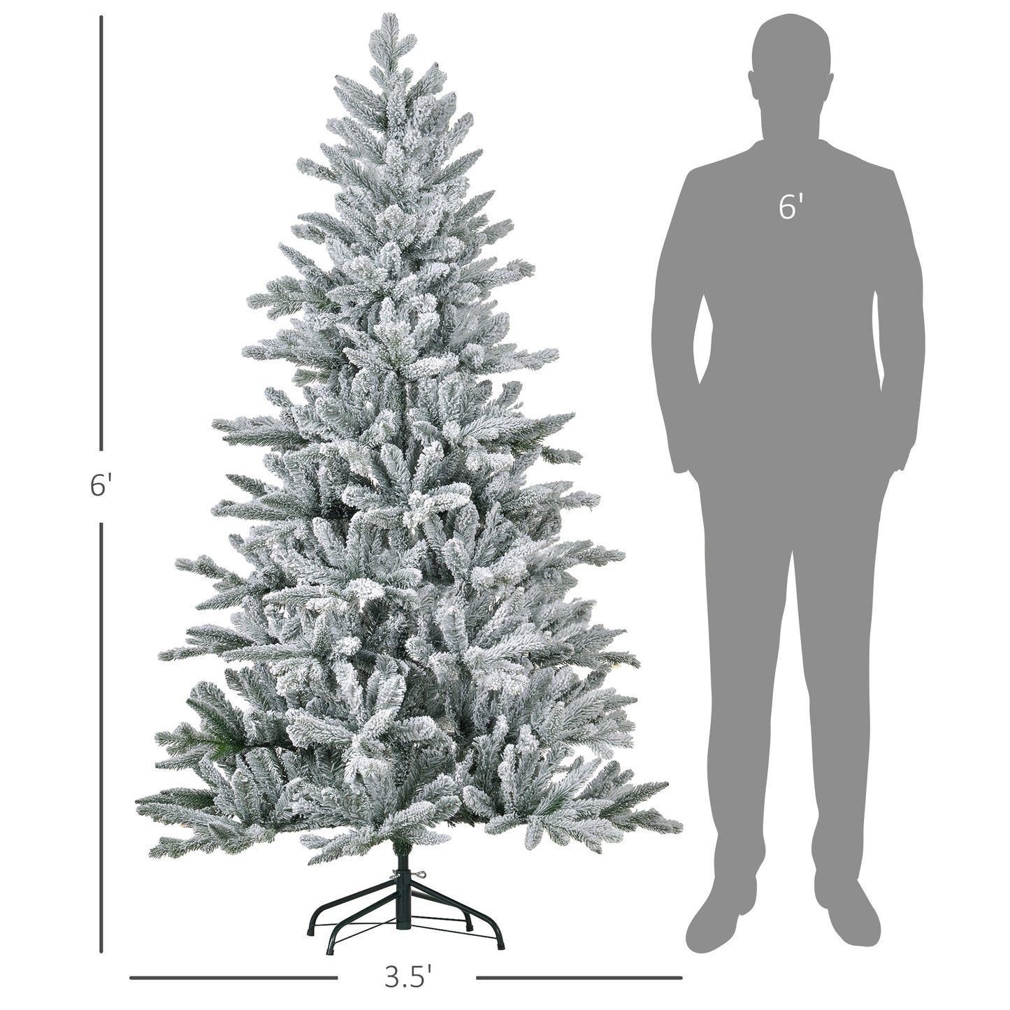 6ft Snow Flocked Artificial Christmas Tree with 994 Tips