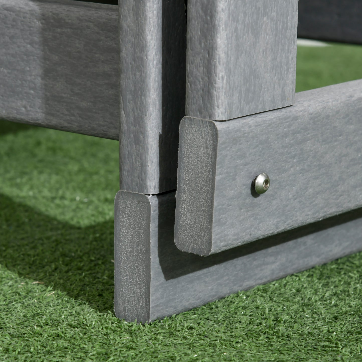 Outdoor Patio Glider Bench - HDPE Slatted Rocking Chair, Light Gray