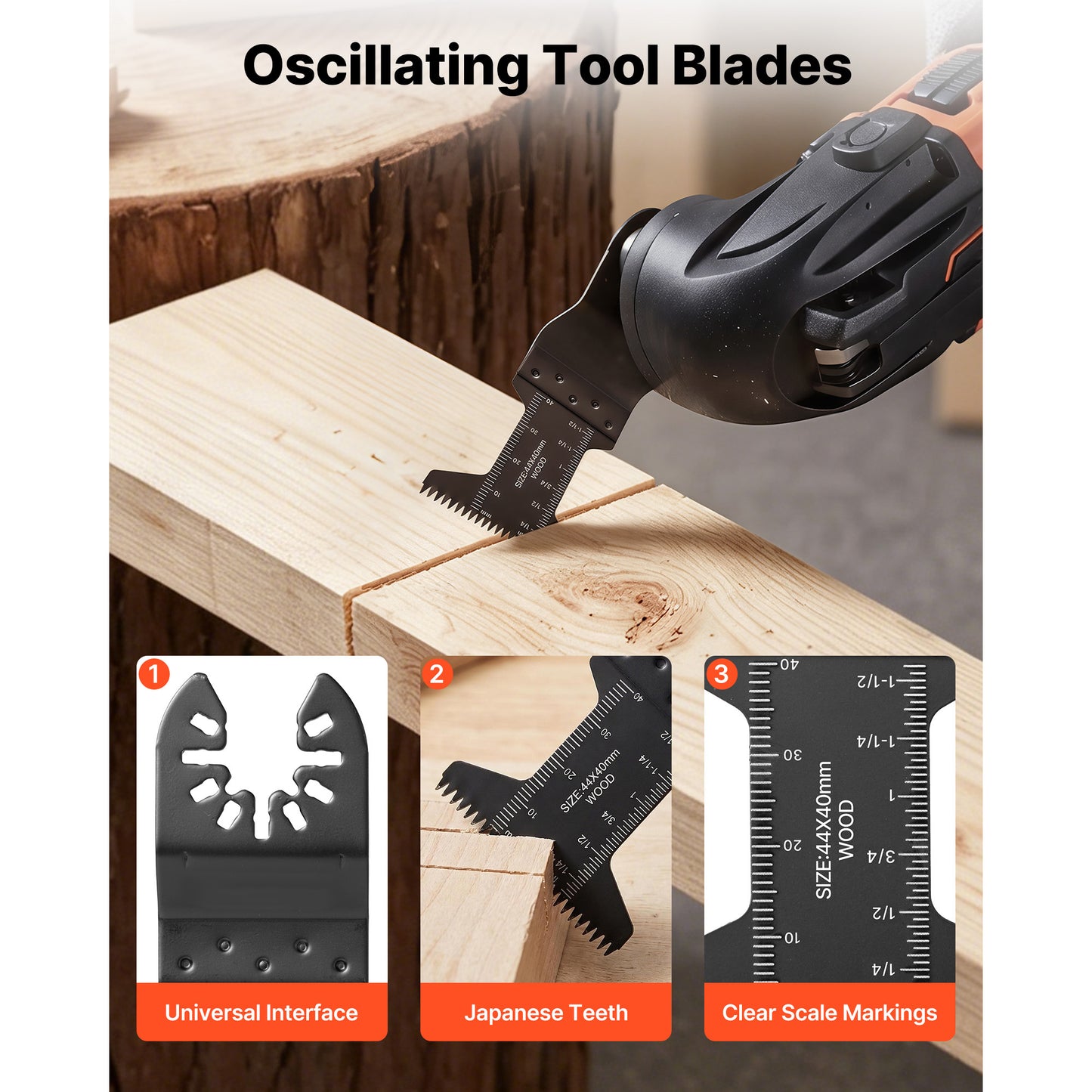 60PCS Oscillating Saw Blades Japanese Teeth - Universal Quick Release Multi Tool Blades for Wood Plastic PVC