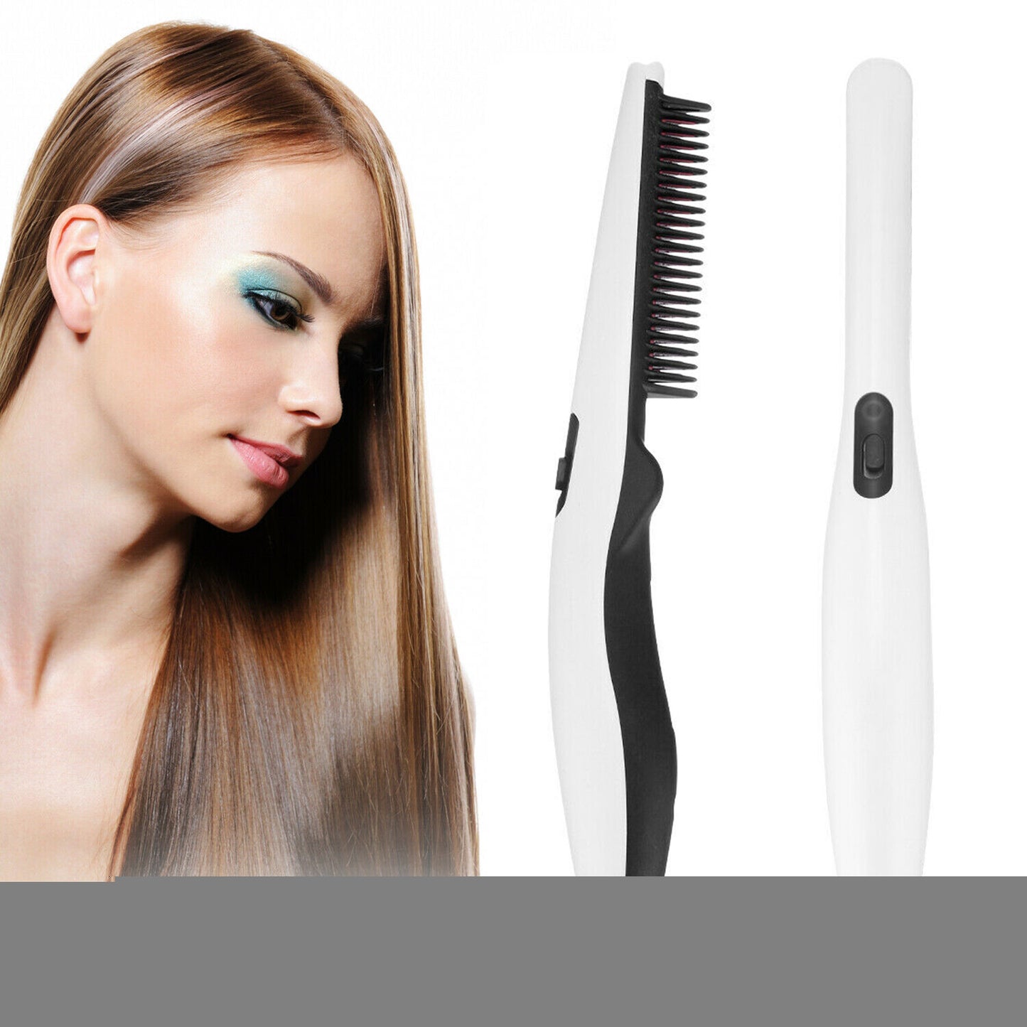 Electric Beard Straightener Comb - Portable Heated Hair Styling Brush