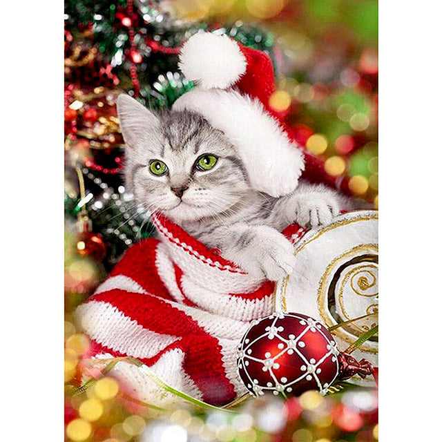 Diamond Painting Kit for Christmas Cats - Square or Round Diamant Art