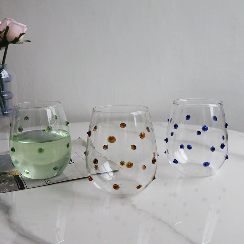 Blue Irregular Dot Glass Cup Set 400ML - Durable Borosilicate Drinkware