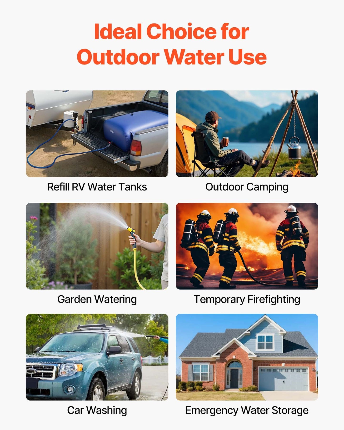 Collapsible Water Storage Bladder 142.7 Gal with Leakproof PVC Tank for Emergency & Garden Irrigation