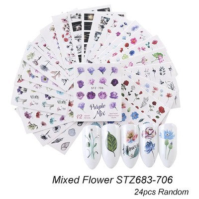 Colorful Butterfly Fruit Lace Nail Watermark Stickers - Assorted Designs