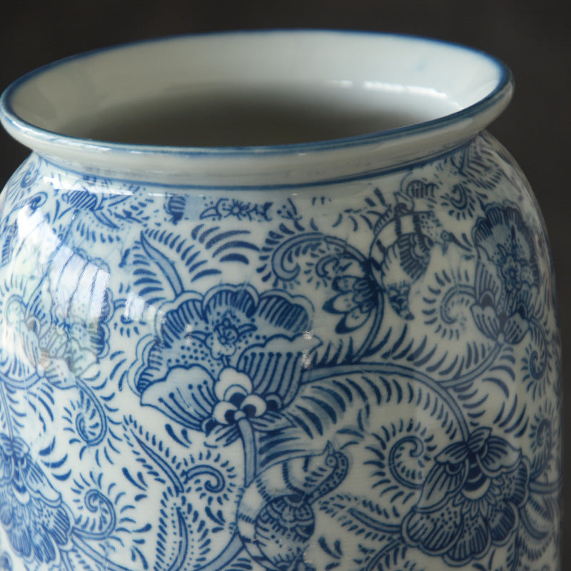 Chinese-Style Blue and White Ceramic Vase - Retro Porcelain Home Decor