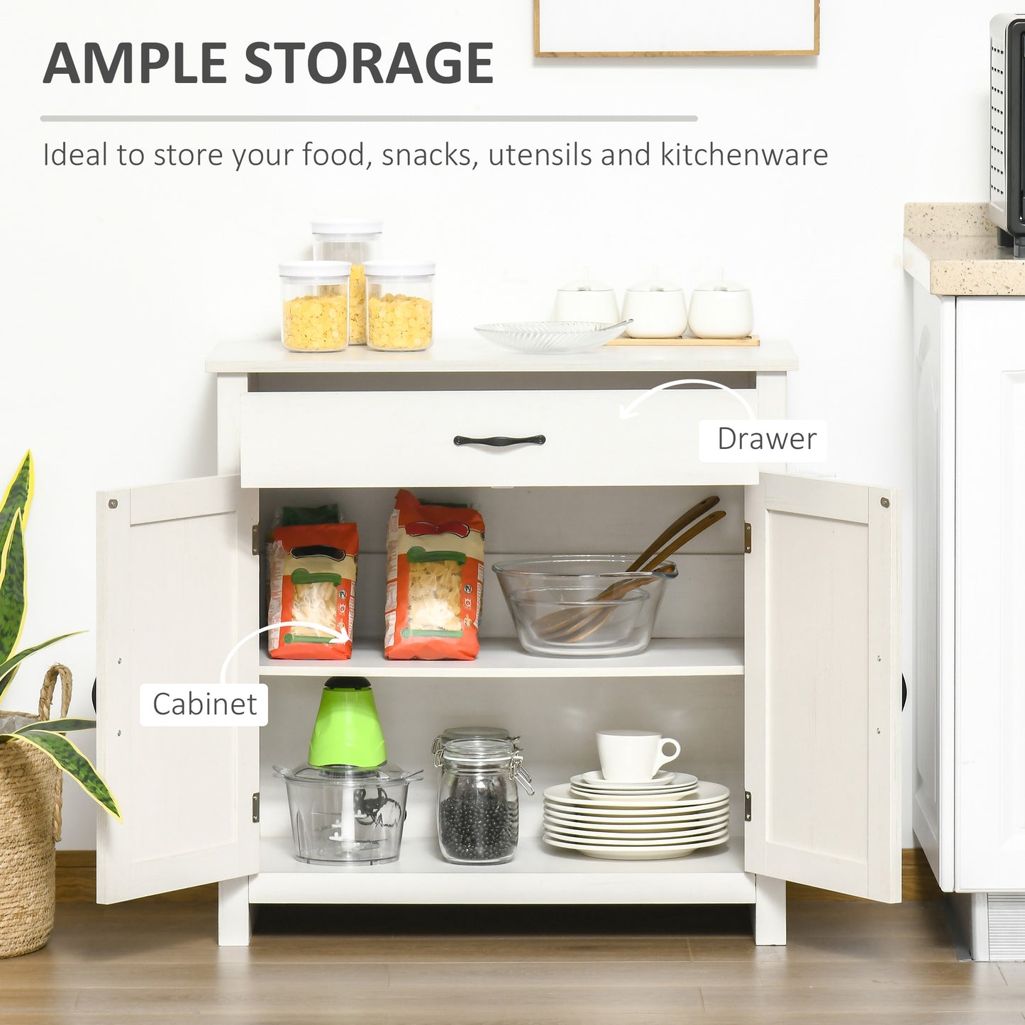 Farmhouse Sideboard Cabinet with Barn Doors Kitchen Buffet Drawer and