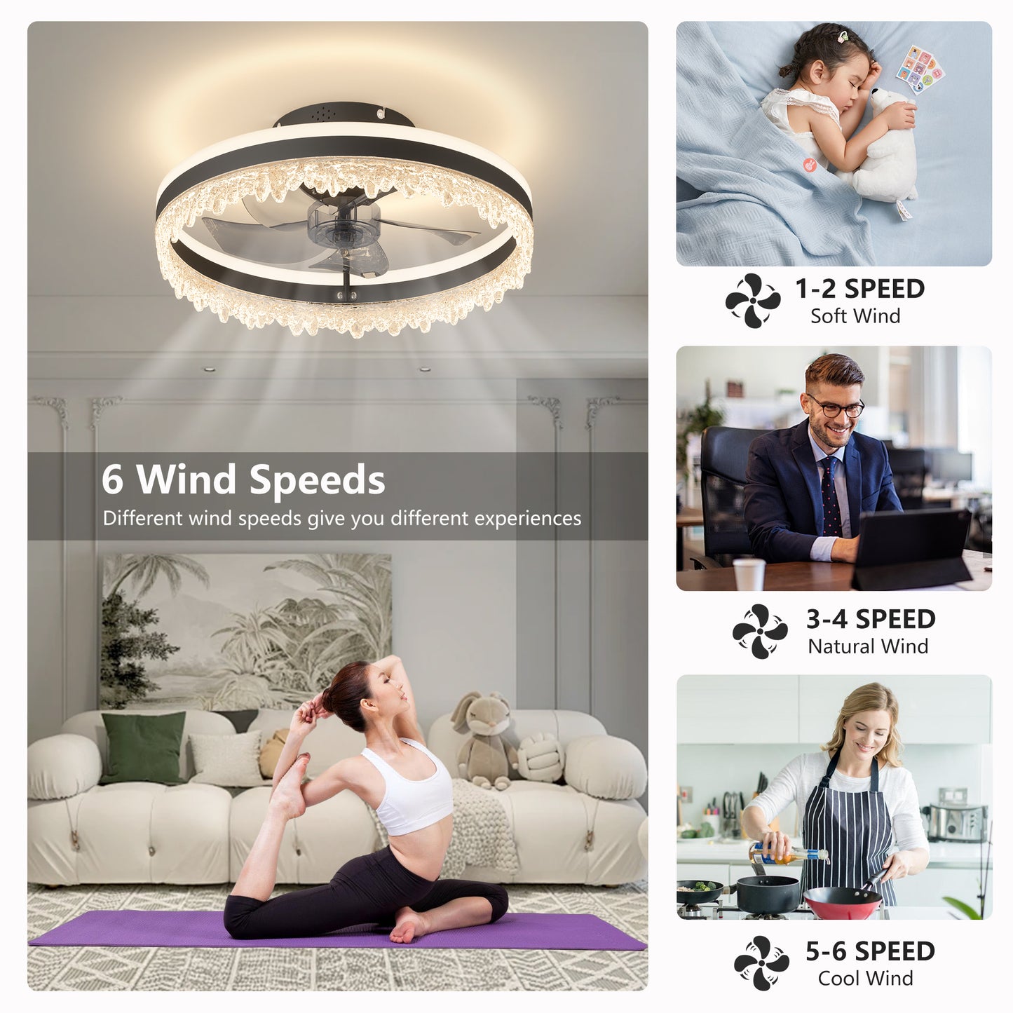 Modern Dimmable LED Ceiling Fan with Light - Remote Control