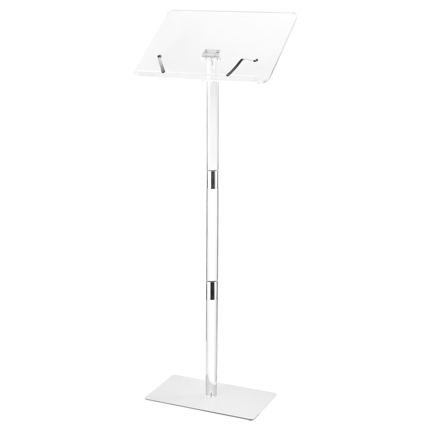 Acrylic Podium Stand with Adjustable Angles and Metal Base