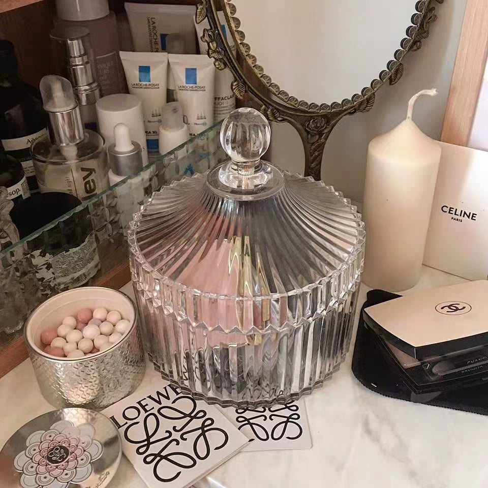 Retro Glass Storage Jar for Sugar, Cotton Swabs & Kitchen Organization