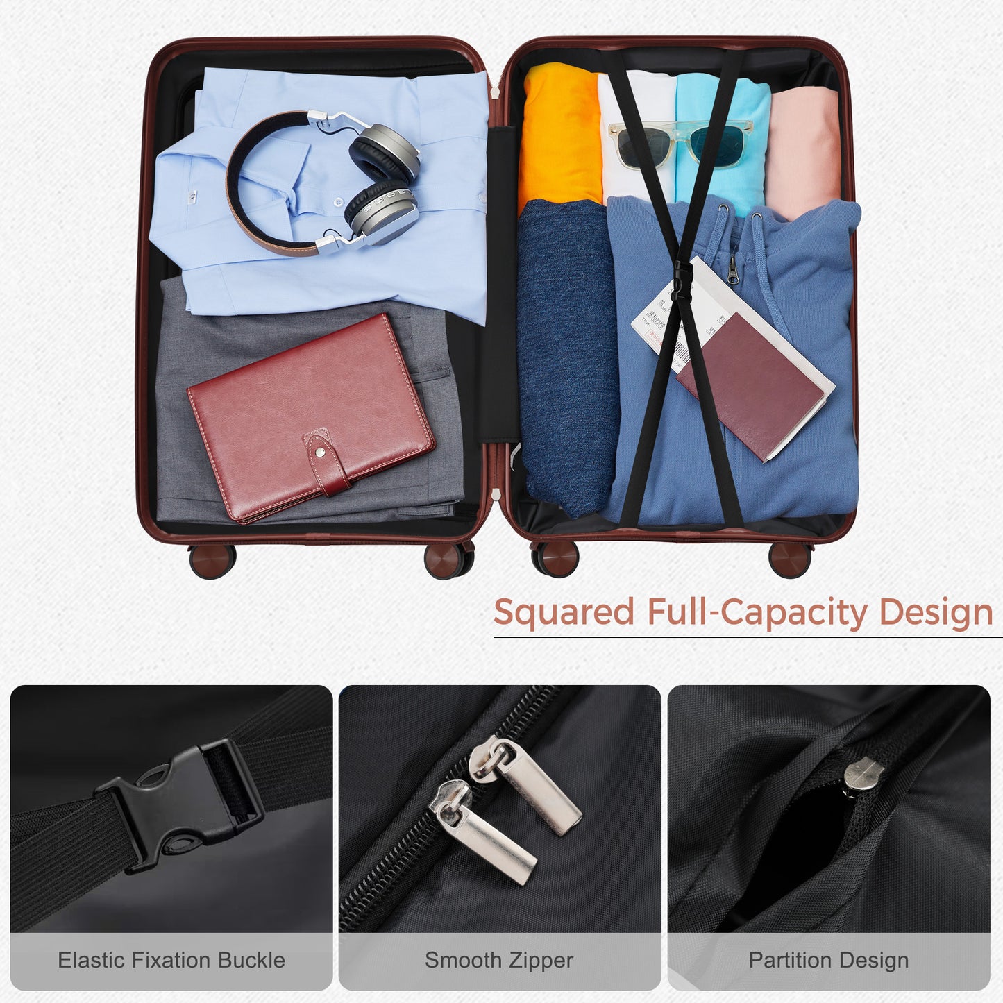 3-Piece Travel Luggage Set with TSA Lock - Ivory