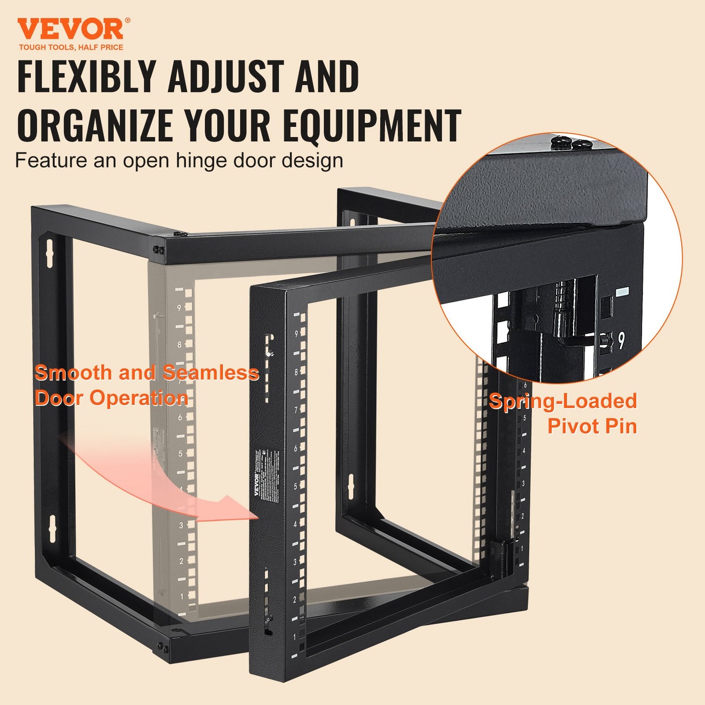 9U Wall Mount Server Rack Open Frame Steel Black 150 Lbs Capacity