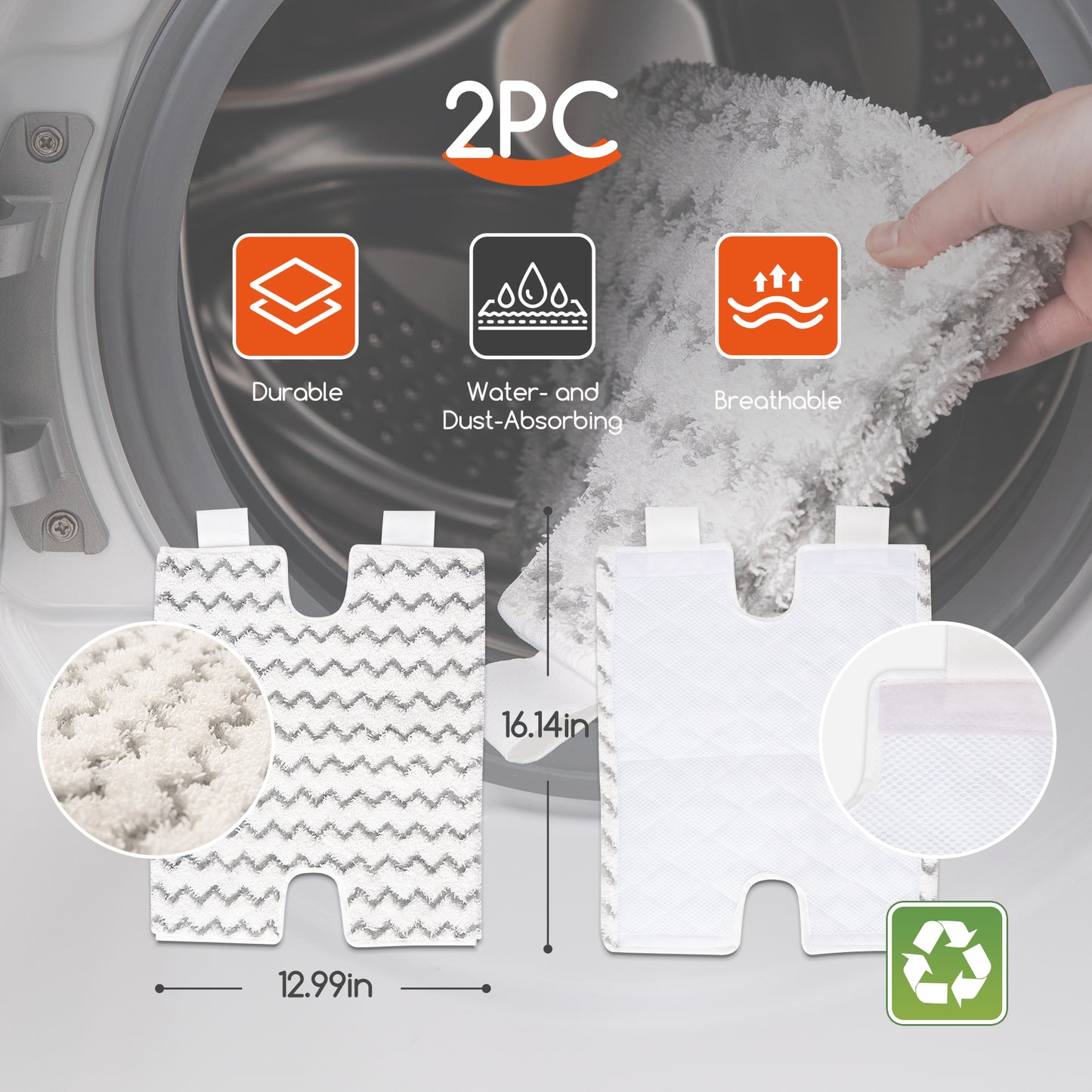 10-in-1 Steam Mop with Double-Sided Design - White
