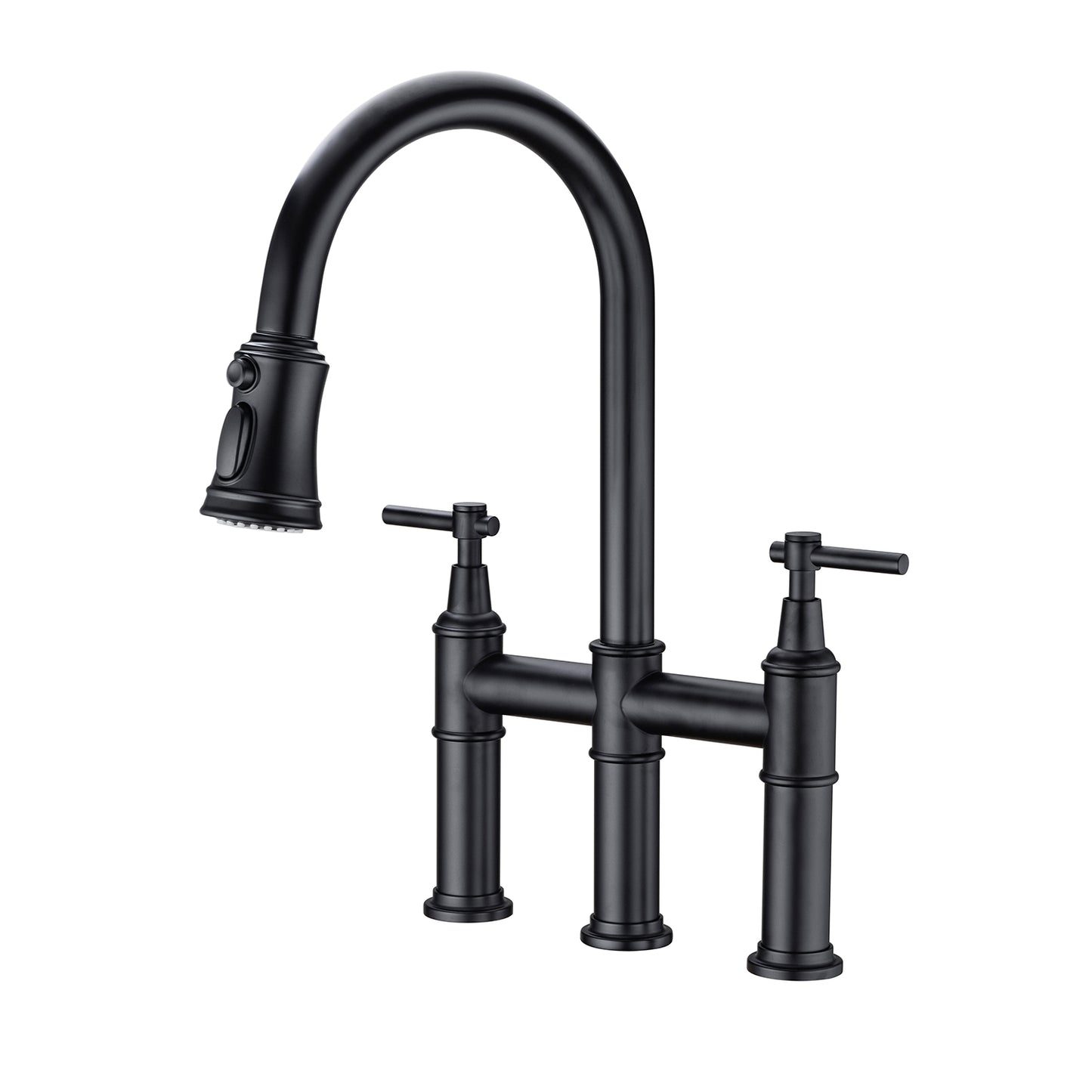 Pull Down Kitchen Faucet with Dual Handle - Matte Black