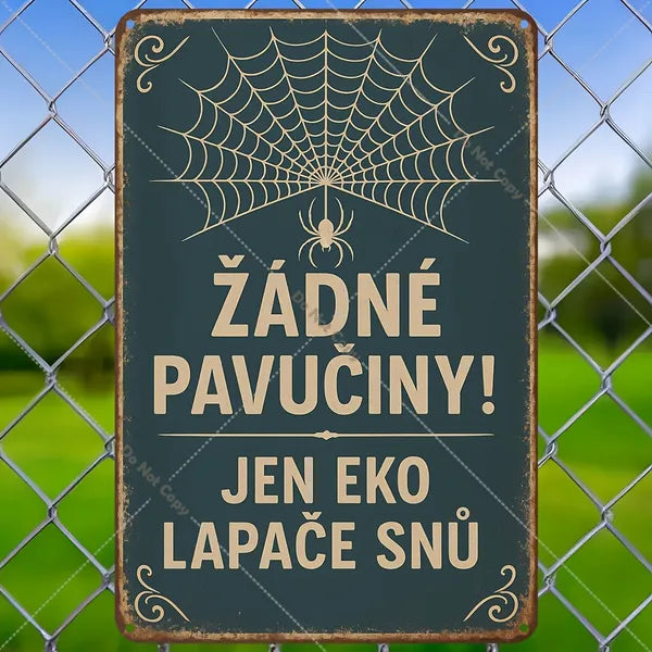 Vintage Czech Style Humorous Metal Wall Sign - 12x8 inches