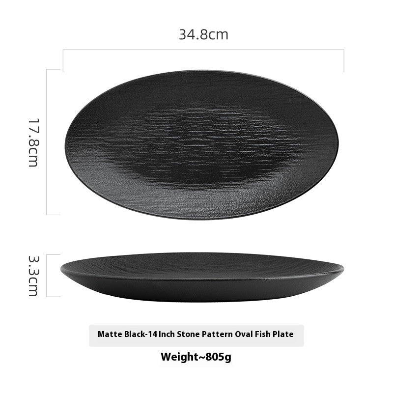 Ceramic Oval Fish Dish - Quicksand White, 10-14 Inch Kitchen Serveware