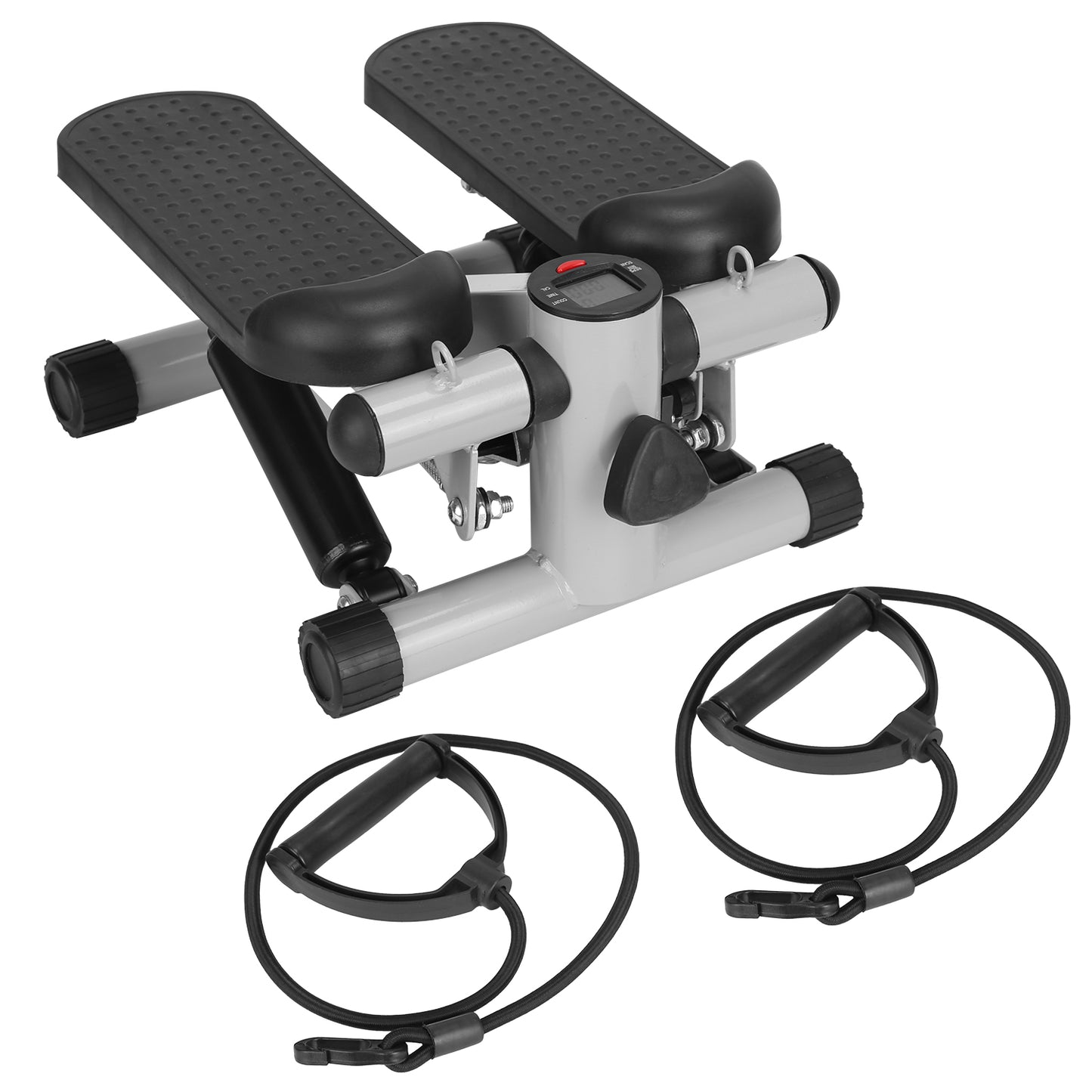 Mini Fitness Stepper with Resistance Bands & LCD Monitor - Grey