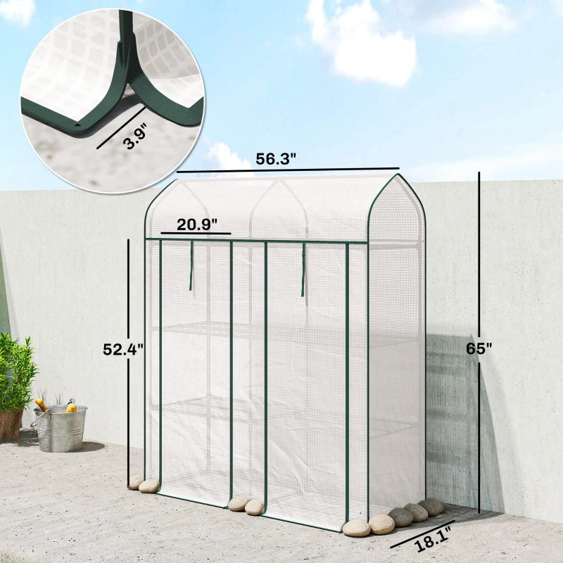 Mini Portable Greenhouse - White Three-Tier Plant Shelf