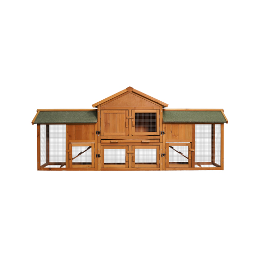 Extra-Large Rabbit Cage with 2 Running Spaces, Removable Tray, Waterproof Roof - Small Animal Habitat