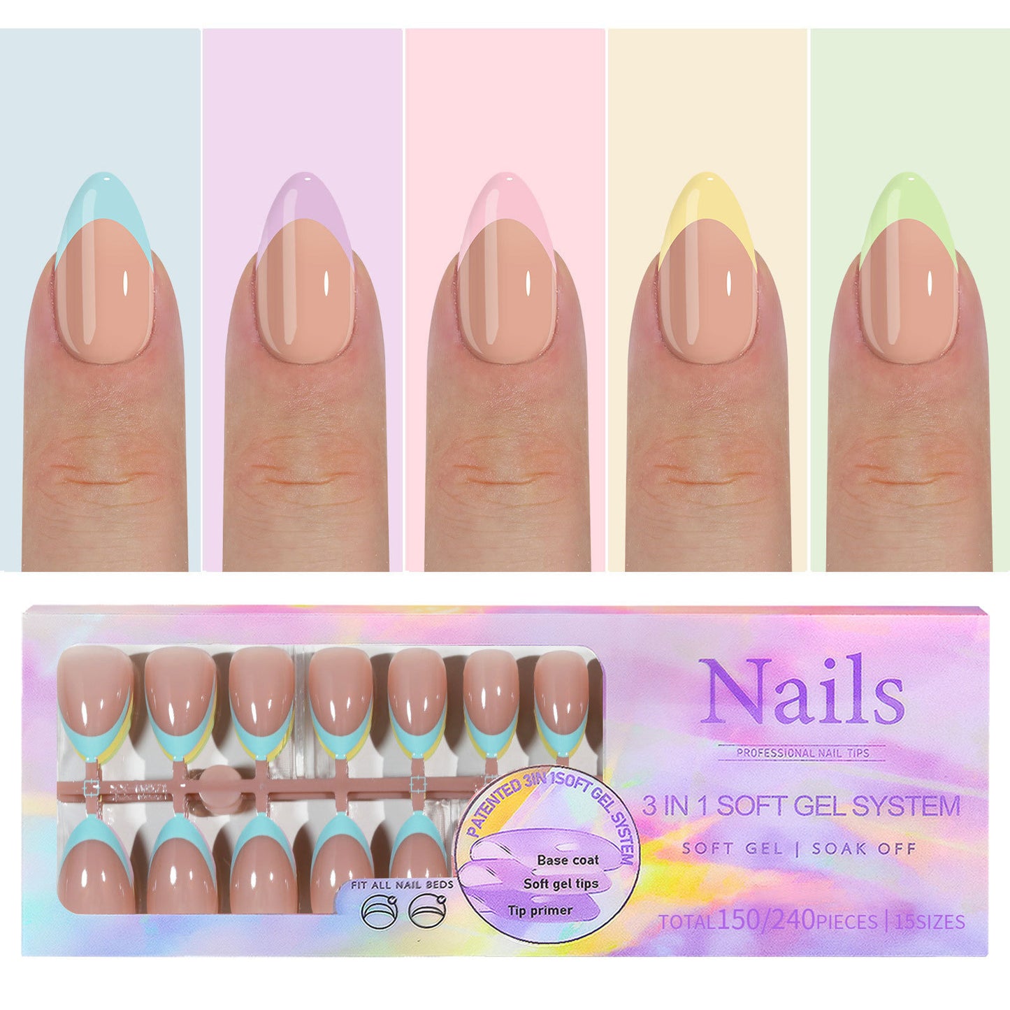 Manicure Nail Art & Wear Armor Set - French Seamless Detachable Tips