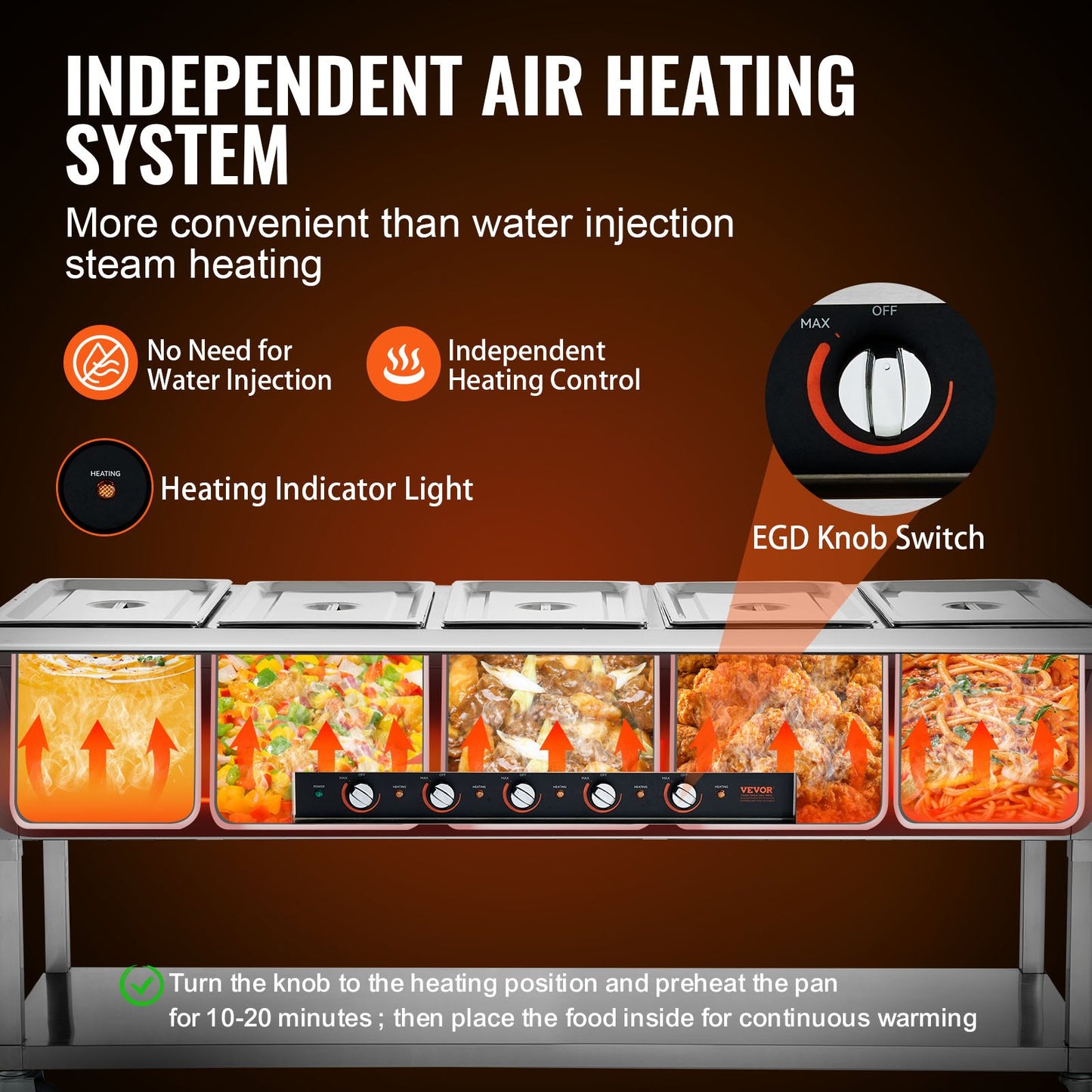 Commercial Food Warmer 5 Pan Electric Steam Table 3750W Stainless Steel Catering Equipment