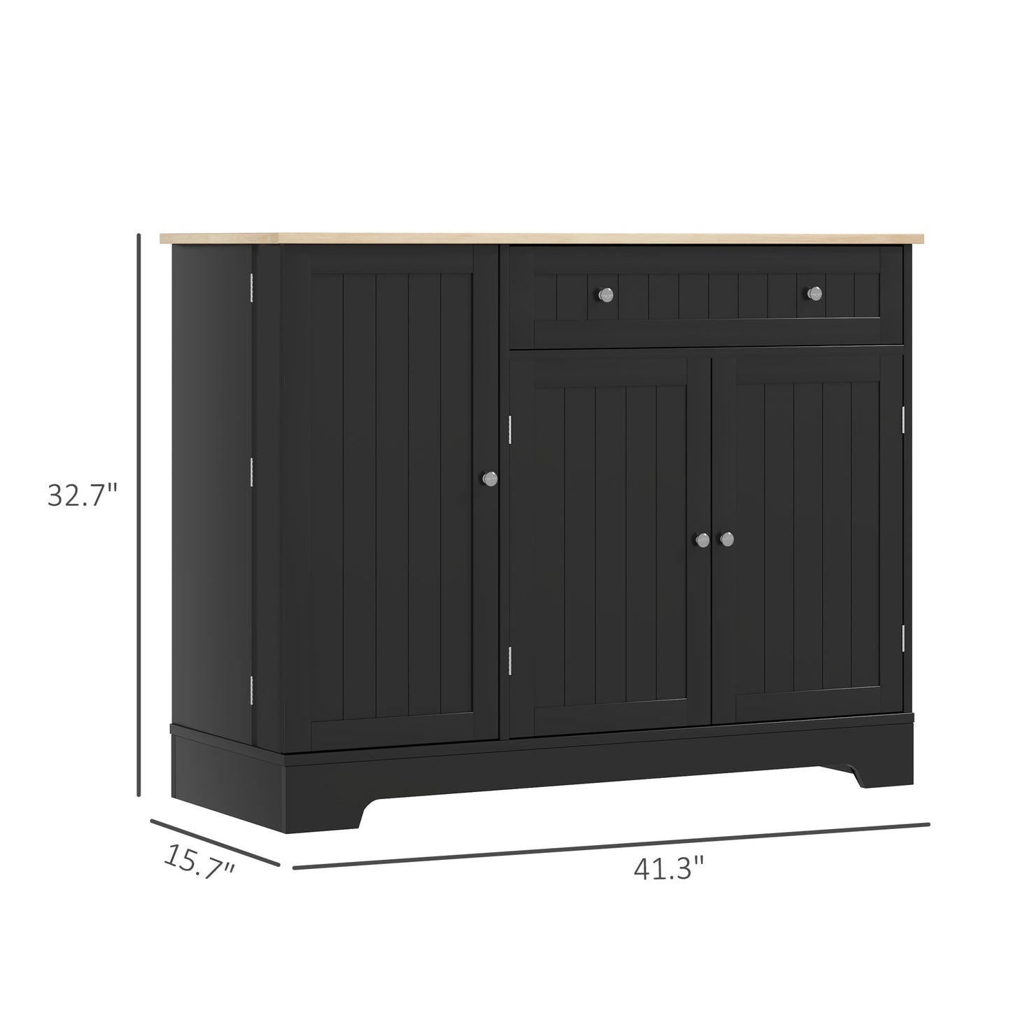 41" Modern Sideboard Cabinet with 3 Doors & Adjustable Shelf - Black