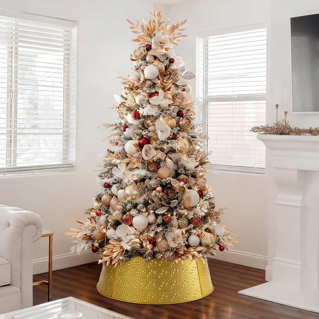 Metal Christmas Tree Collar - Durable Waterproof Tree Base Cover