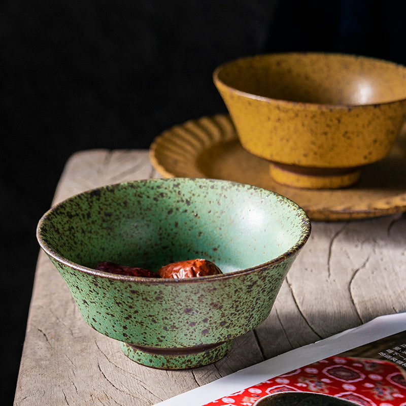 Coarse Ceramic Soup Bowl - Vintage Round Kitchenware, Small 5 Inch