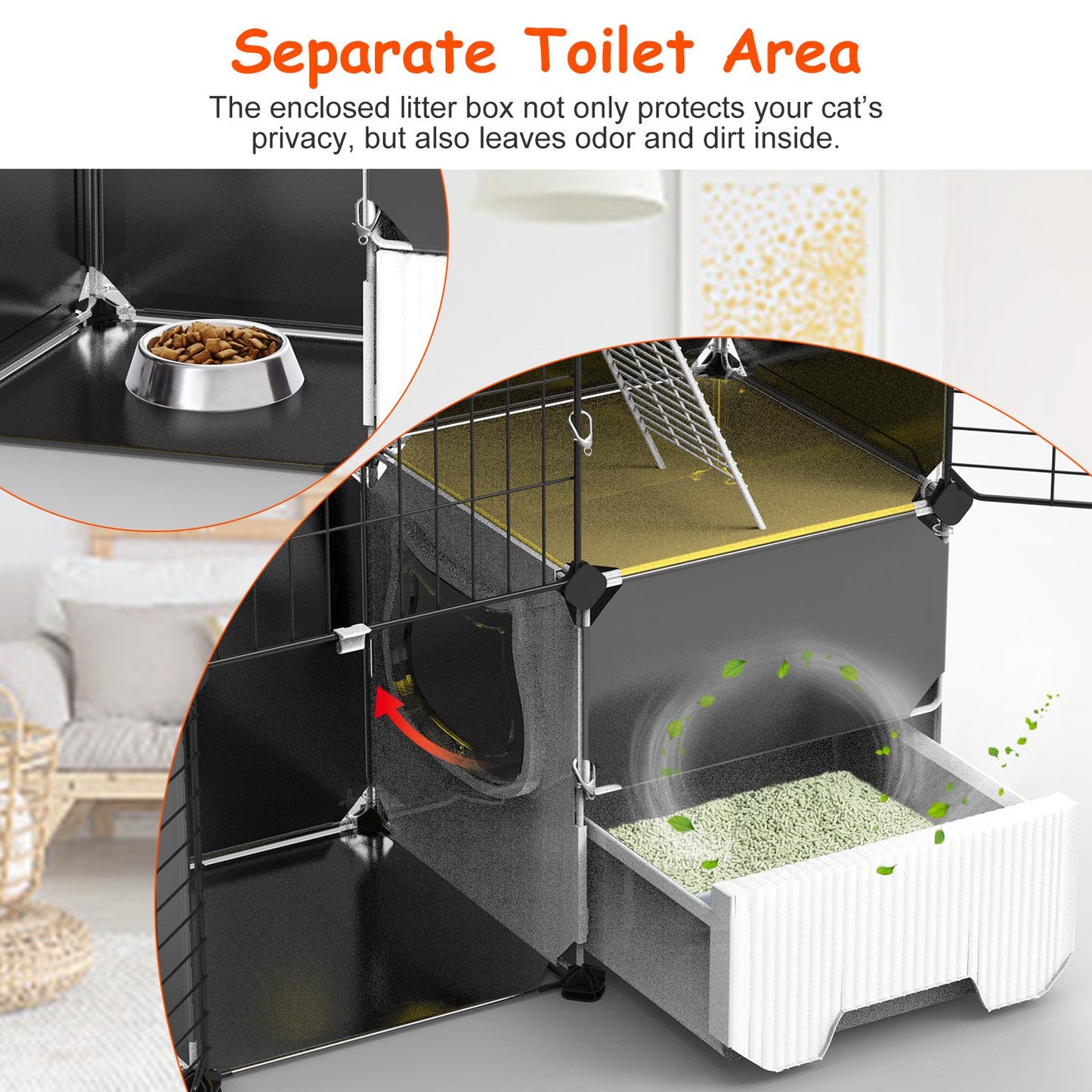 Indoor 3 Tier Cat Cage with Litter Box, Hammock, and Play Areas for Kittens