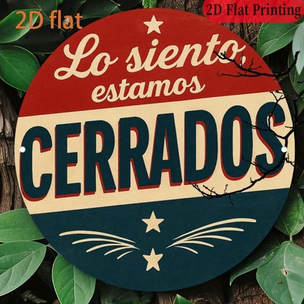 Vintage Closed Sign - 8-Inch Round Aluminum Plaque