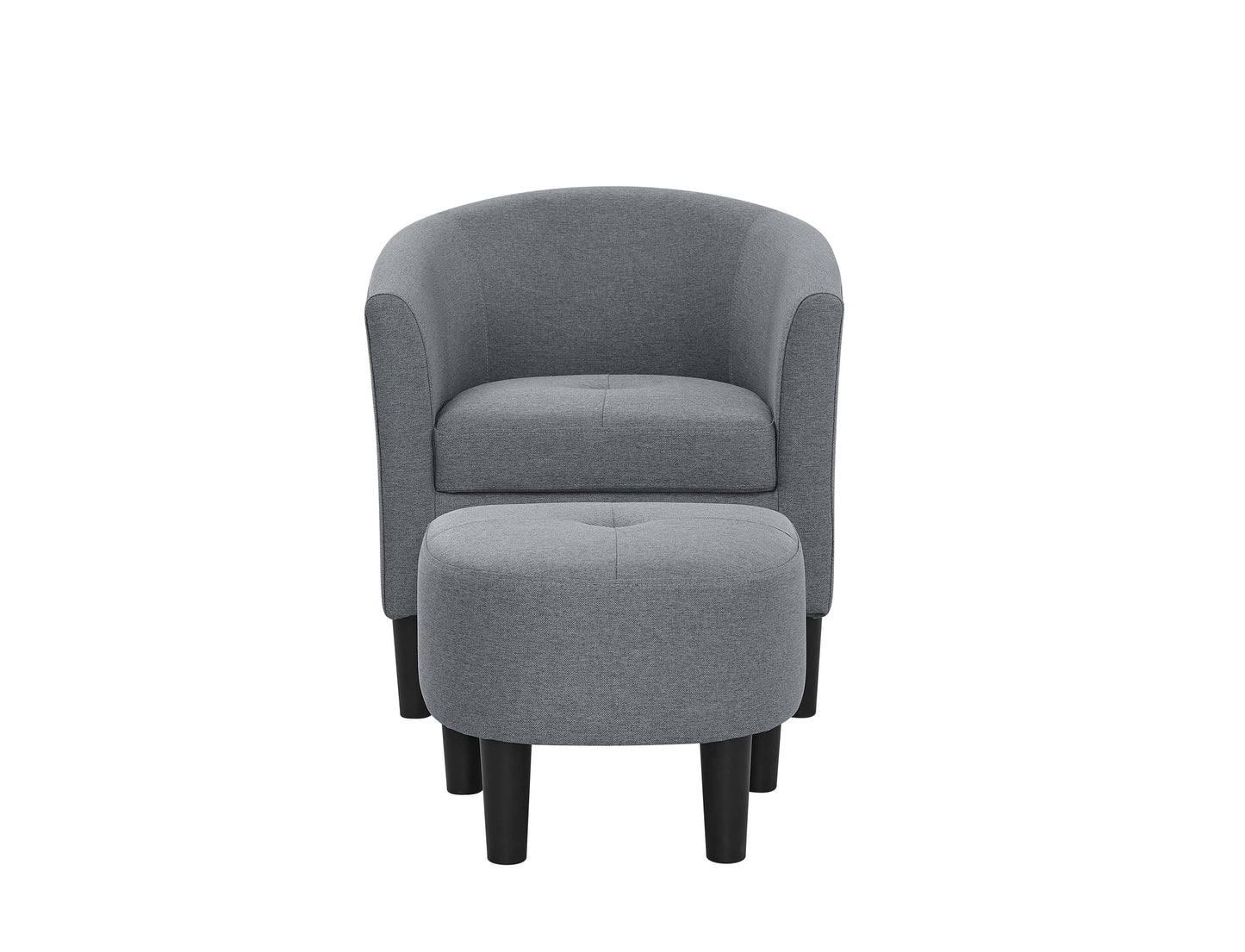Gray Polyester Barrel Chair with Ottoman - 25.5" Wide