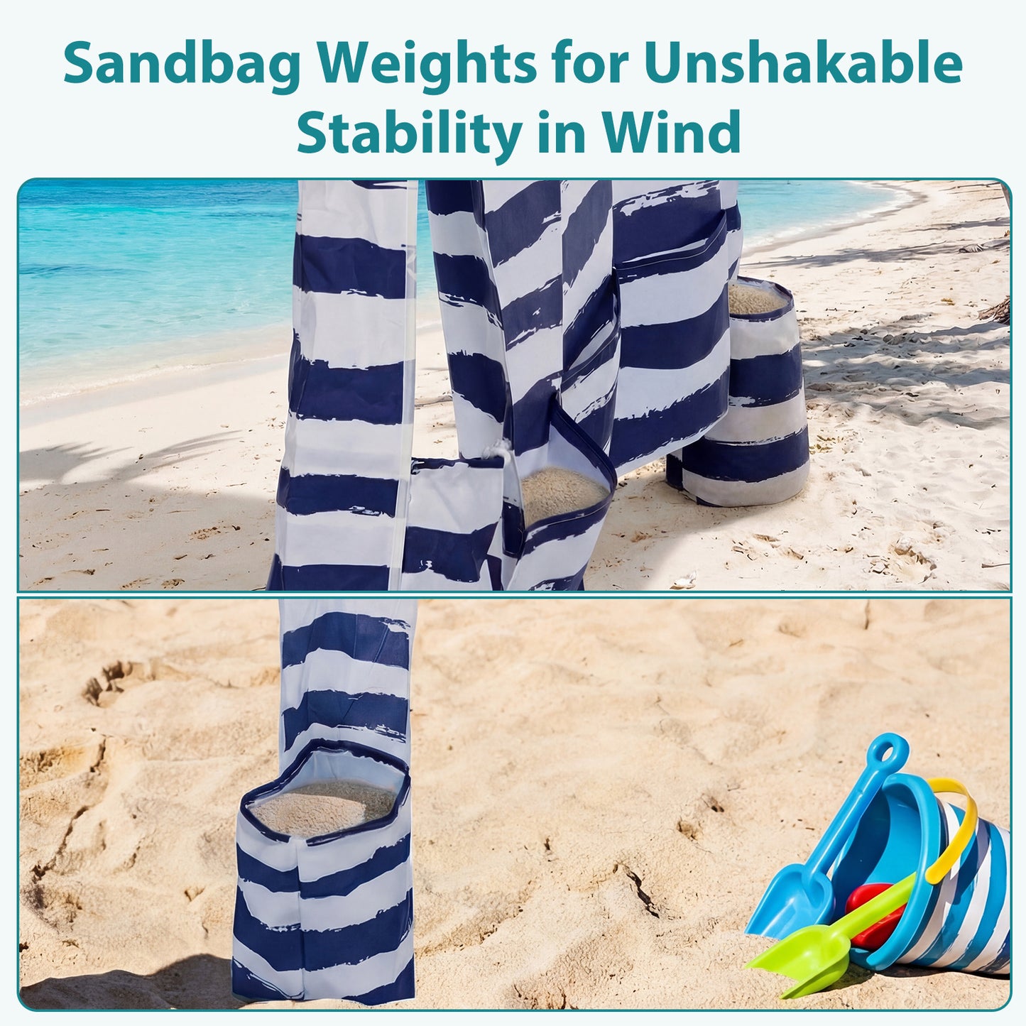 Portable Beach Sunshade Tent with Detachable Side Walls - 6ft