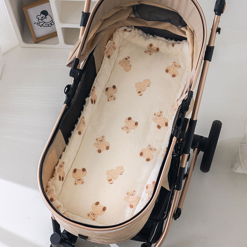 Baby Stroller Cotton Cushion Set with Star Moon Bear & Heart Designs – 40x80CM