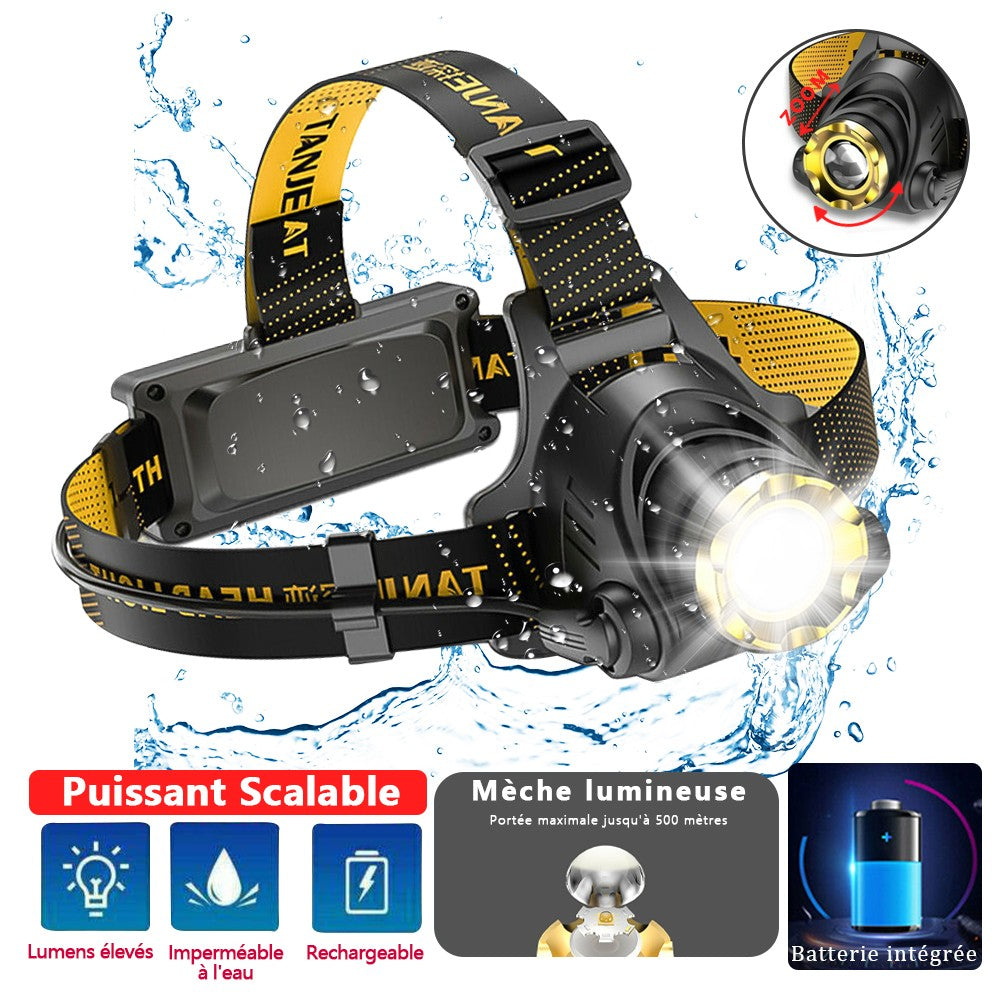 Rechargeable LED Headlamp with 3 Modes & Zoom Headlight for Camping Hiking Fishing