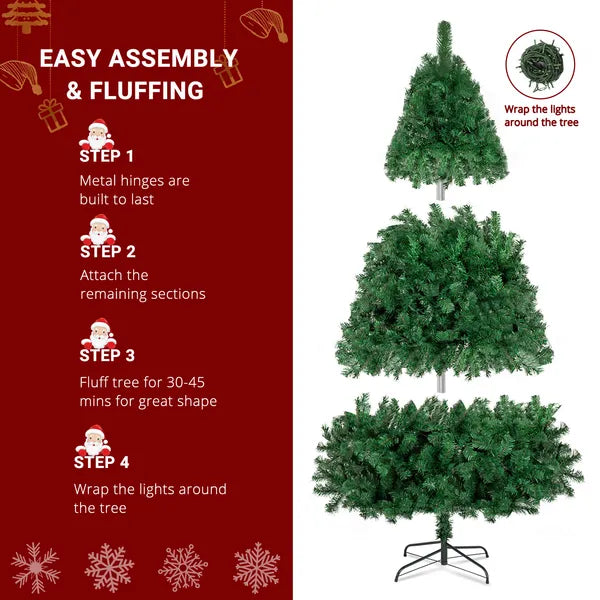 6ft Christmas Tree with 150 Warm LED Lights - Green PVC