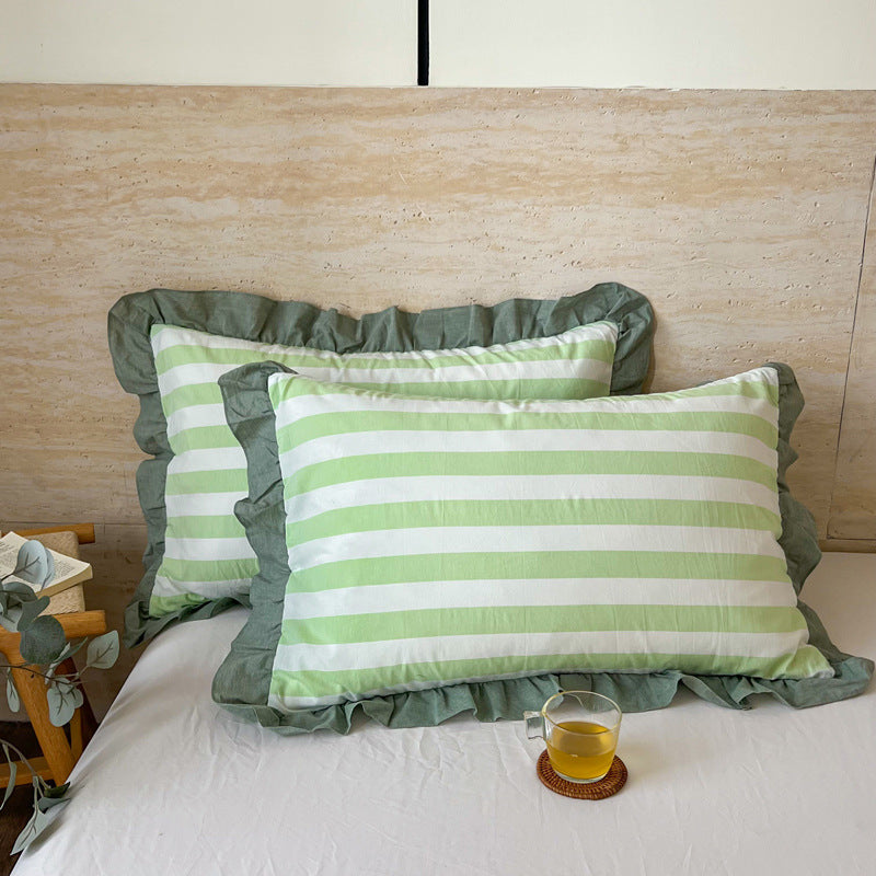Washed Cotton Lace Pillowcase - Elegant Bedding Cover for Home Decor
