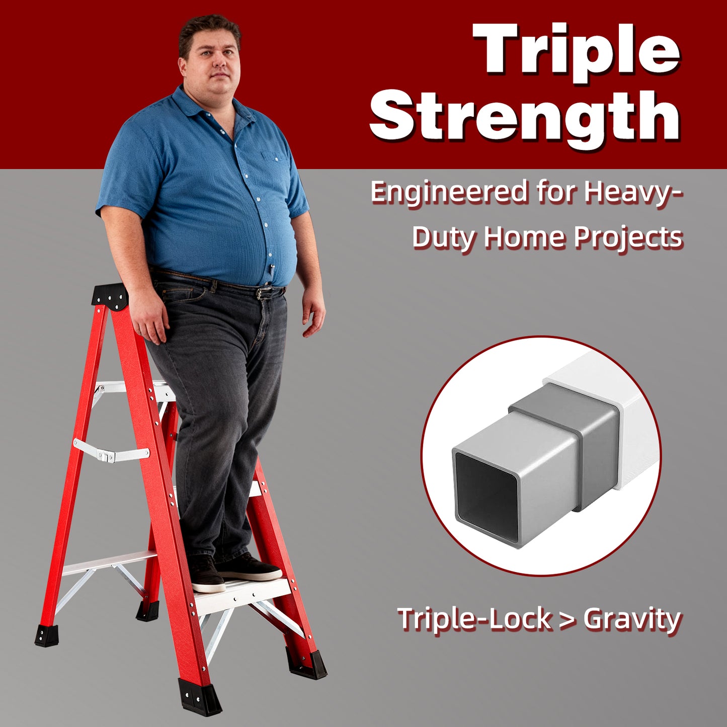 Fiberglass Insulating Folding Step Ladder for Electrical Safety - Non-Conductive