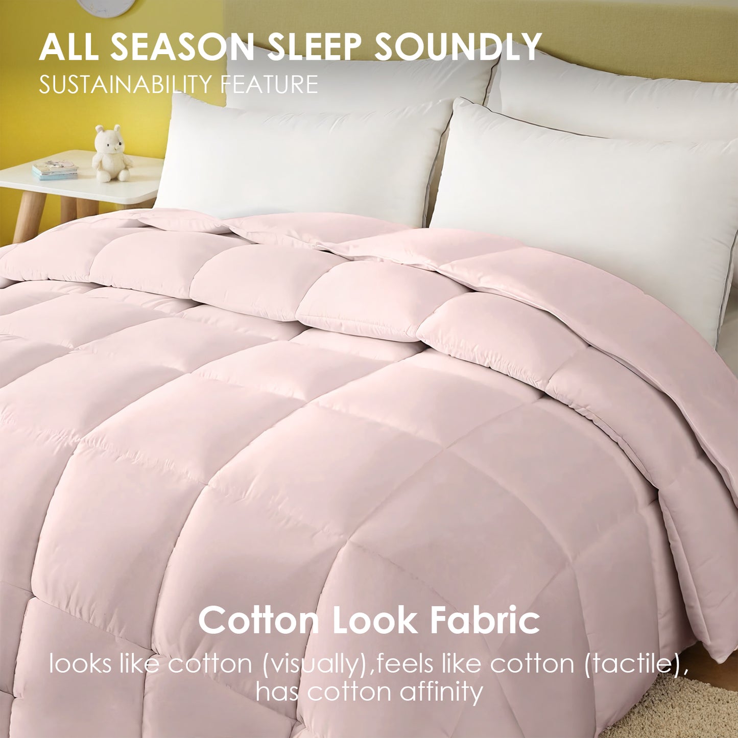 Extra Large Pink Duvet - Bohemian Checkered Quilting, Machine Washable